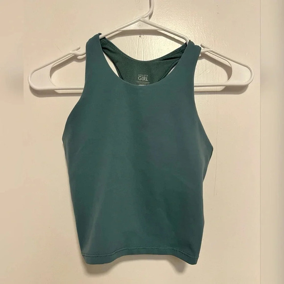 ATHLETA GIRL LONG DISTANCE BRA in Oxidized Green Size L/12 Kids - Picture 1 of 6